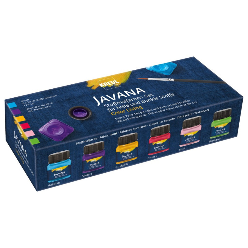 Vopsea pentru textile Javana Color Living Kreul, set 6 buc x 20 ml