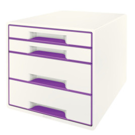 Cabinet cu sertare Leitz WOW, 4 sertare, PS, A4, cu tavita organizare