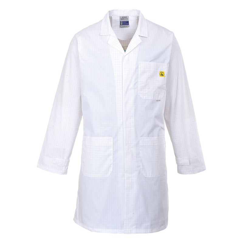 Halat ESD antistatic, PortWest, alb, marimea XL