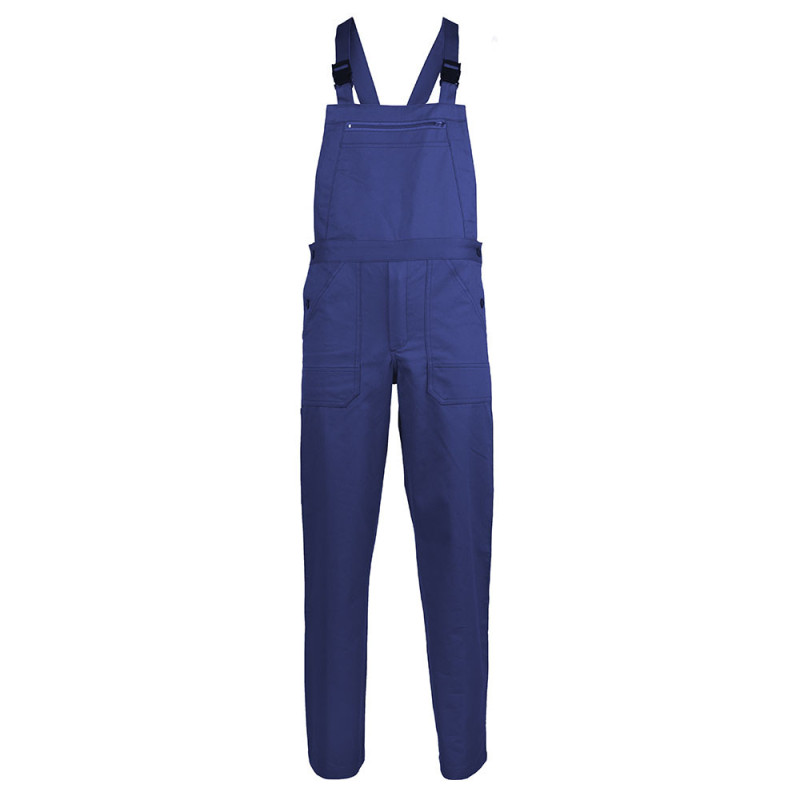Pantaloni cu pieptar Partner albastru Royal bumbac 280g 4XL,cu bretele reglabile, buzunare laterale